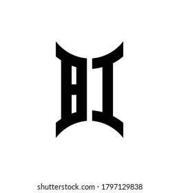 BI-Monogramm-Logo mit geschwungener Seitendesign-Vorlage