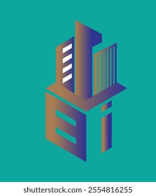 bi real state hexagon  vector letter logo