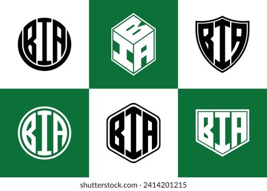 Vector de diseño del logotipo del icono de forma geométrica de la letra inicial de BIA. monograma, membrete, círculo, polígono, escudo, símbolo, emblema, elegante, abstracto, marca de palabras, signo, arte, tipografía, icono, geométrico, forma
