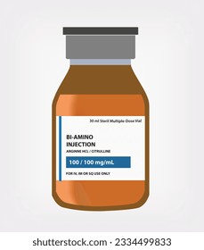 BI-AMINO INJECTION IV, IM OR SQ. VIAL VECTOR AND ILLUSTRATION