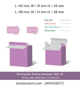 Biaring Box Dieline Vorlage mit 3D