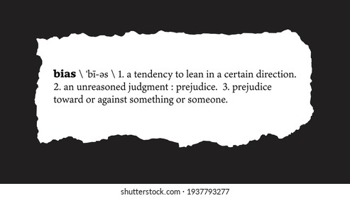 Bias Definition on a Torn Piece of Paper on a Black Background