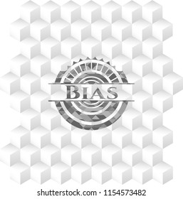 Bias grey badge with geometric cube white background