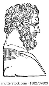 Bias, he was a Greek sage and one of the seven sages of Greece, vintage line drawing or engraving illustration