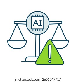 ícone Mitigação de polarização. Dimensione com o ícone AI Chip representando equidade nos modelos de IA Vetor.
