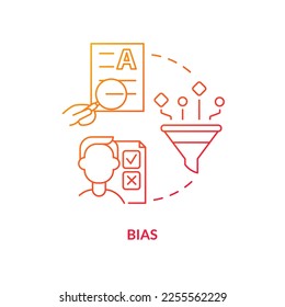 Bias red gradient concept icon. Facts collection influencing on result. Disadvantage of case study abstract idea thin line illustration. Isolated outline drawing. Myriad Pro-Bold font used