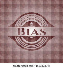 Bias red seamless emblem or badge with geometric pattern background.