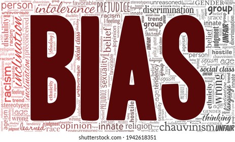 Bias vector illustration word cloud isolated on a white background.