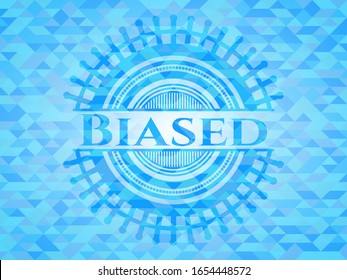 Biased light blue emblem with mosaic background