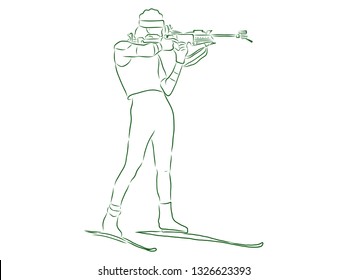 biathlete athlete contour, vector