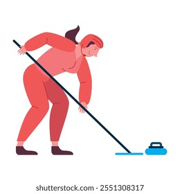 biathlete in curling competition isolated design