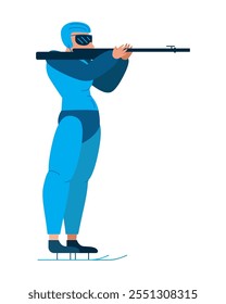 biathlete shoots in a standing position isolated design