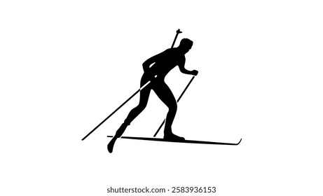 biathlete symbol , black isolated silhouette