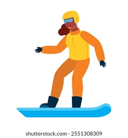 biathlete woman on snowboard isolated design