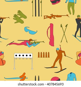 Biathlon color pattern on beige background
