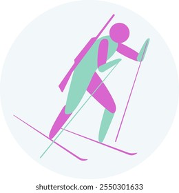 Biathlon competition icon. Colorful sport sign. 