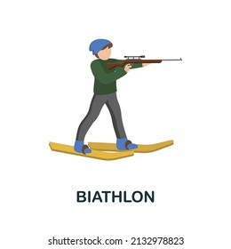 Biathlon flat icon. Colored element sign from winter sport collection. Flat Biathlon icon sign for web design, infographics and more.