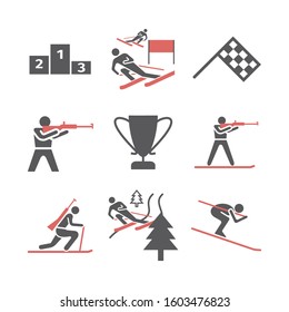 Biathlon flat icon. Vector signs for web graphics.