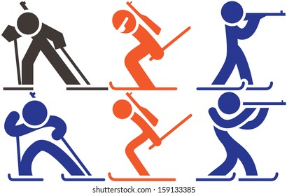 Biathlon icon set