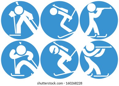 Biathlon icon set