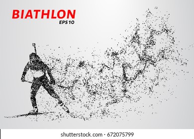 The biathlon is made up of particles. The biathlon consists of circles and points. Vector illustration