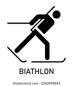 Biathlon Umriss Vektorsymbol. Dünne schwarze Biathlonsymbol, flache Vektorgrafik einfacher Elemente aus bearbeitbarem Sportkonzept einzeln auf weißem Hintergrund