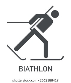 Ícone vetorial de contorno do biatlo. Ícone de biatlo cinza de linha fina, ilustração de elemento simples vetor plano a partir de conceito de esportes editáveis traçado isolado no fundo branco