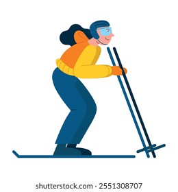 biathlon player woman isolated design