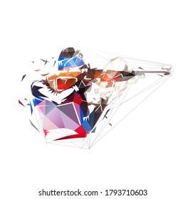 Biathlon racer shooting at target, low polygonal isolated vector illustration, geometric biathlon logo