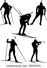 biathlon silhouettes collection vector