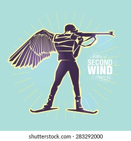 Biathlon. Vector illustration created in topic "Second wind "