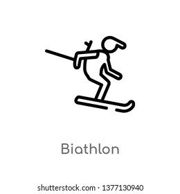 biathlon vector line icon. Simple element illustration. biathlon outline icon from sports concept. Can be used for web and mobile