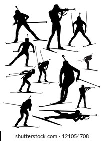 biathlon  vector  silhouette set