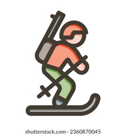 Icono De Colores Llenos De La Línea Espesa Del Vector De Biatlón Para Uso Personal Y Comercial.
