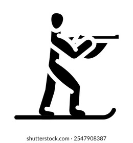 biathlon winter sport glyph icon vector. biathlon winter sport sign. isolated symbol illustration