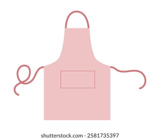 Bib Apron With Pocket technical fashion illustration. Chef studio uniform for cooking pink cartoon Flat sketch outline apparel template front view. Women, men unisex isolated on white background