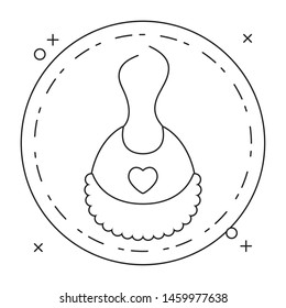 bib for baby girl and heart decoration in frame circular