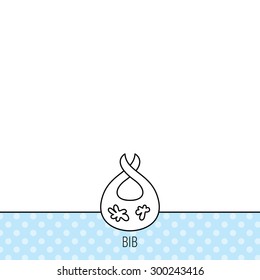 Bib with dirty spots icon. Baby clothes sign. Feeding wear symbol. Circles seamless pattern. Background with icon. Vector