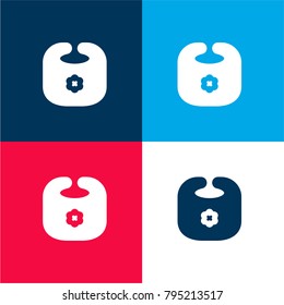 Bib four color material and minimal icon logo set in red and blue