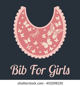 bib for girls. a bib for the baby. pink. butterfly