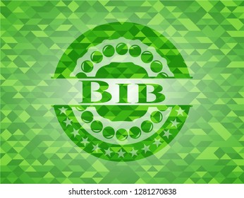 Bib green emblem. Mosaic background