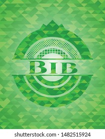 Bib green emblem with mosaic background. Vector Illustration. Detailed.