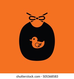 Bib ico. Orange background with black. Vector illustration.