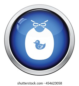 Bib icon. Glossy button design. Vector illustration.