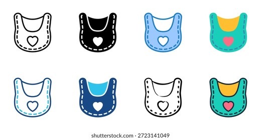 Los iconos de babero establecen múltiples estilos de colección. Trazo editable 
