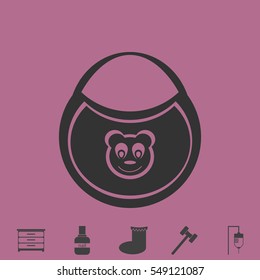 Bib with the image of bears icon flat. Simple vector grey pictogram and bonus symbol
