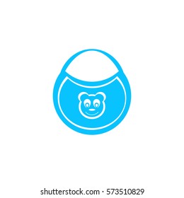 Bib with the image of bears icon flat. Blue pictogram on white background. Vector illustration symbol