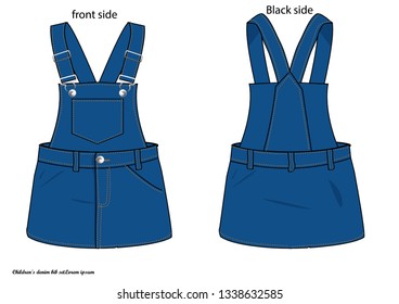 bib jeans for girl vector