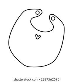 Icono de arte de línea de bib Cubierta de plástico o tela para el bebé. Ilustración del vector