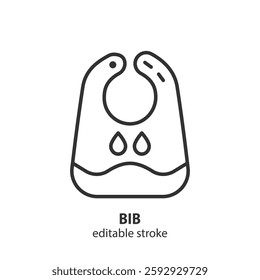 Bib line icon. Apron for feeding children outline symbol. Vector illustration. Editable stroke.